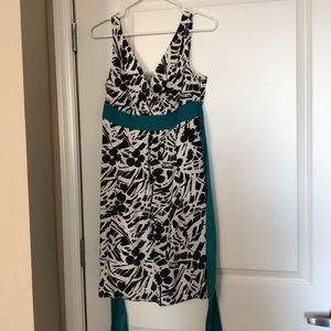Black/white/teal Ann Taylor petites dress